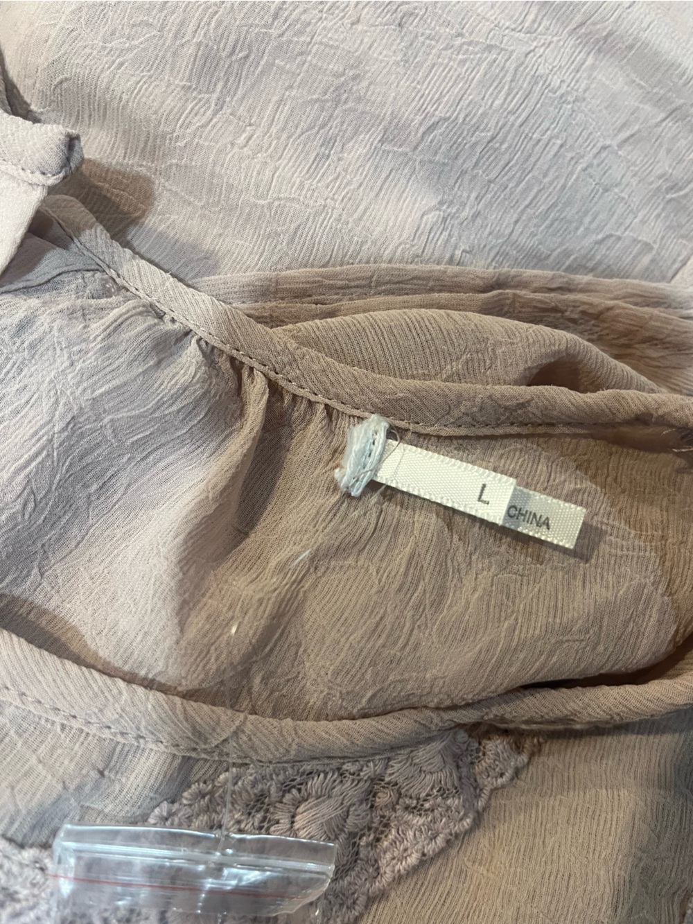 Delicate Lace Yoke Women's Blouse in Light Blush - Picture 5 of 5